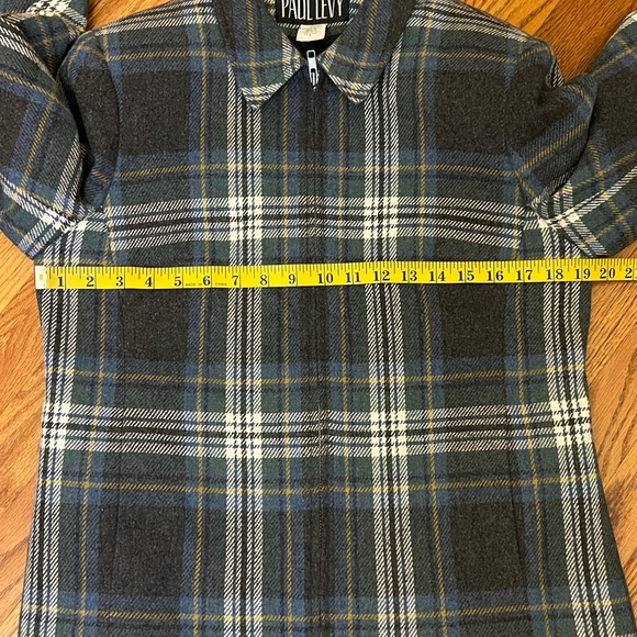 Vintage Paul Levy Plaid Wool Full Zip Blazer Jacket with Low Key Shoulder Pads. - Picture 7 of 10